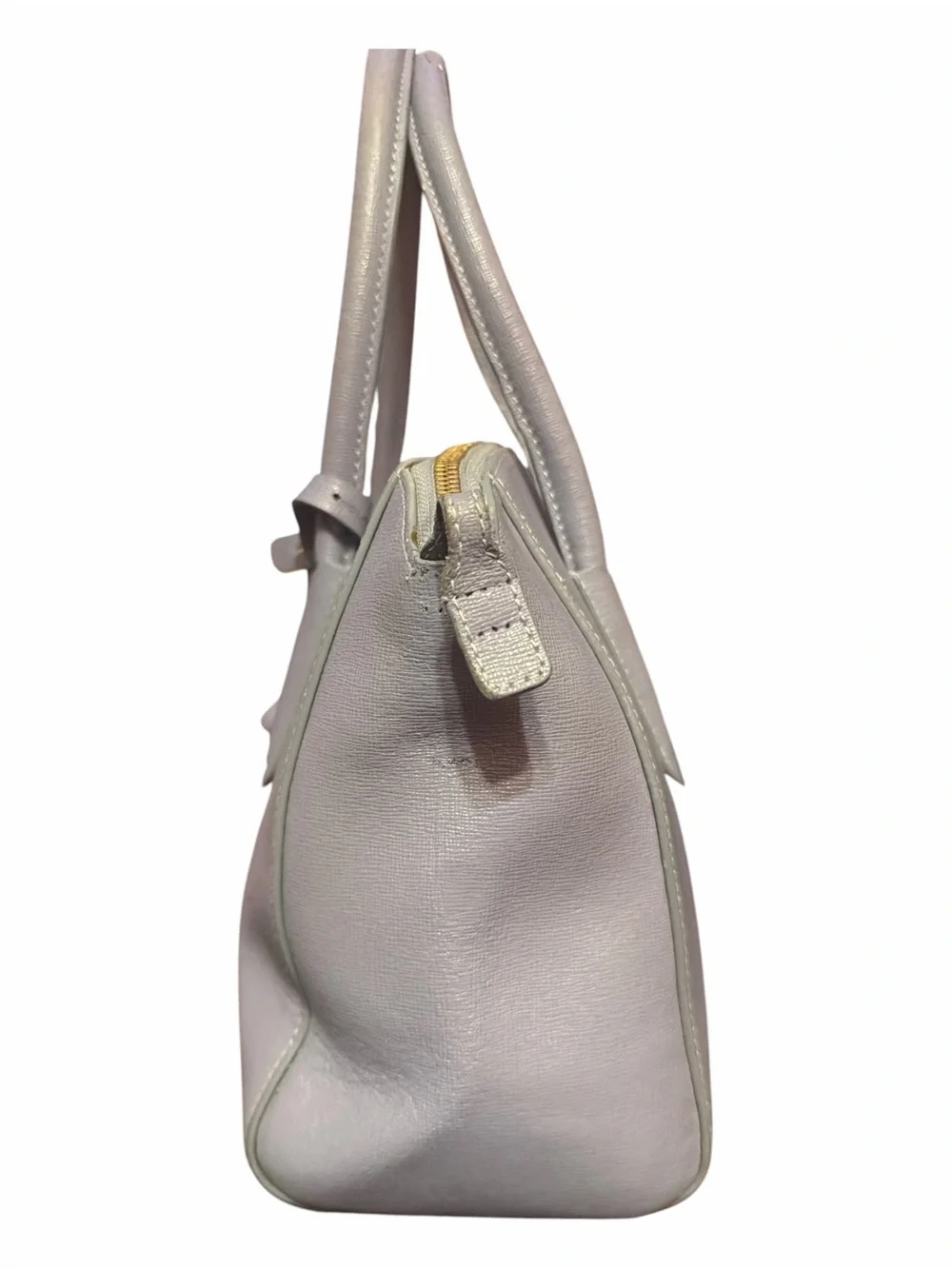 Furla Linda Light Blue Gray Saffiano Leather Satchel Tote Bag w/ Hangtag